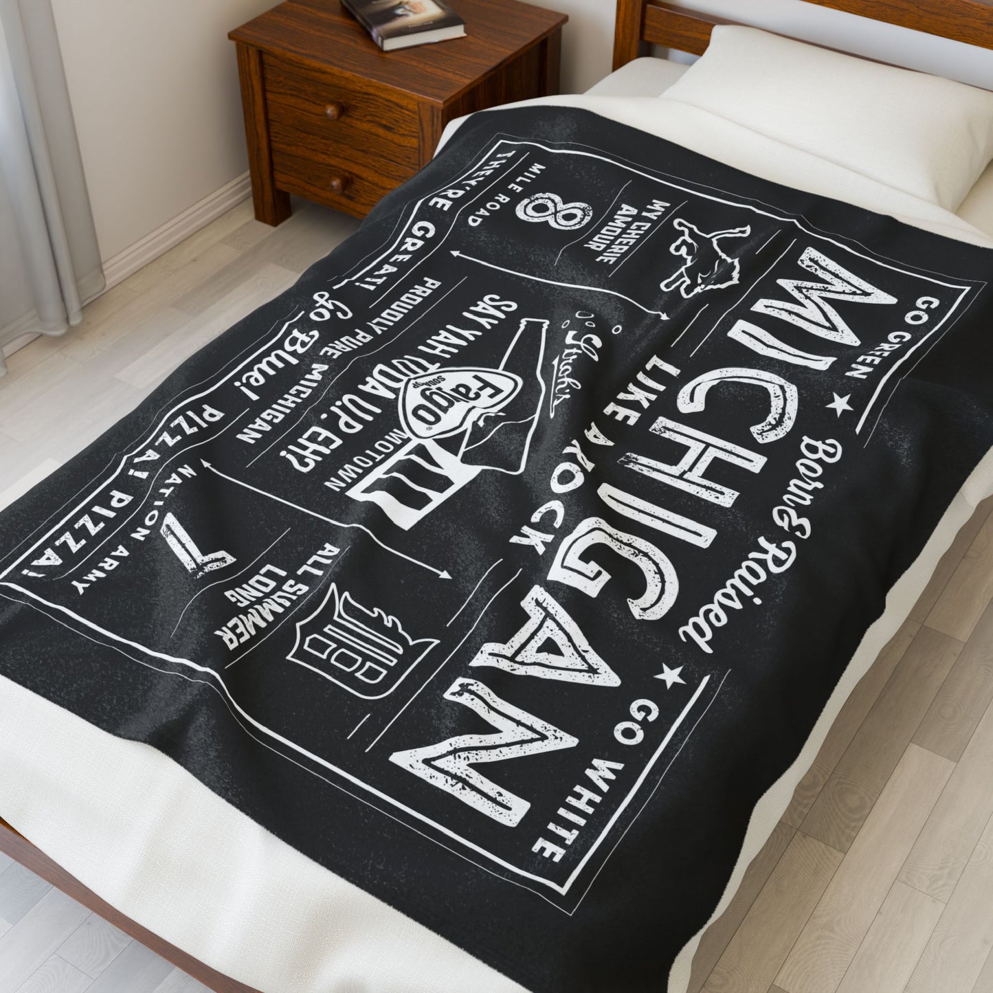 MICHIGAN MADE Velveteen Plush Blanket