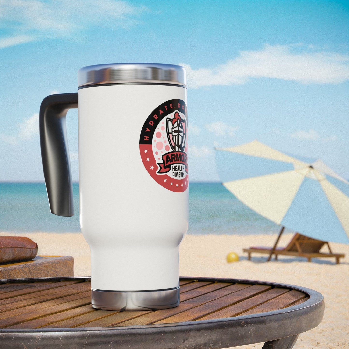 ARMOR HYDRATE WHITE Stainless Steel Travel Mug